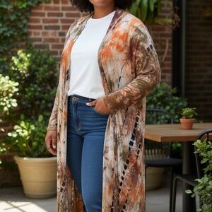 Tie-Dye Long Cardigan 3X